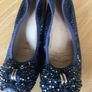 Navy Low Wedge Ballerina Shoes Image 3