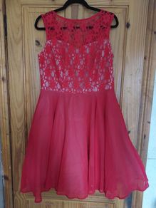 Teatro red lace mini dress (free postage)