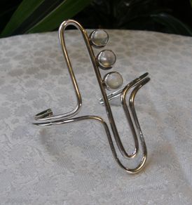 PRICE DROP Silver & Moonstone Bangle, Modernist Design, London Hallmarked, 1972
