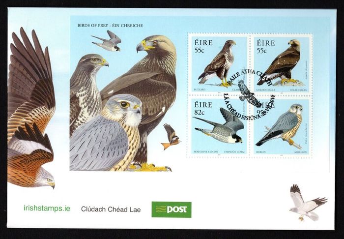 2010 Ireland Fauna and Flora Birds of Prey Commemorative Stamps Miniature Sheet An Post First Day Cover (FDC)