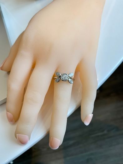 Antique Diamond Cluster Solitaire Ring - Platinum