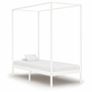 Canopy Bed Frame White Solid Pine Wood 100x200 cm Image 2