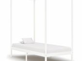 Canopy Bed Frame White Solid Pine Wood 100x200 cm
