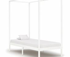 Canopy Bed Frame White Solid Pine Wood 100x200 cm