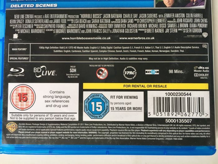 Horrible Bosses [2011] Jason Bateman, Jennifer Aniston, Colin Farrell, Kevin Spacey & Jamie Foxx [Blu-ray Movie]