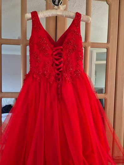 red confirmation dress