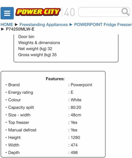 Powerpoint fridge freezer