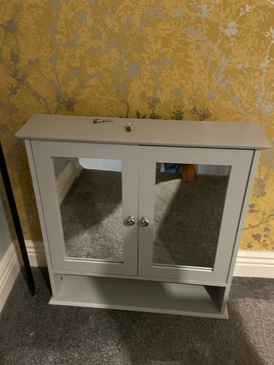 Grey Wall Mounted Bathroom Mirror Cabinet Great Condition