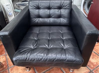 Black leather armchair