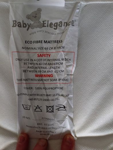 Baby Elegance travel cot mattress