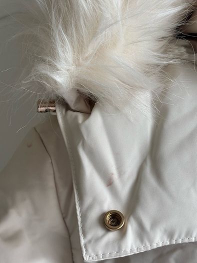 Zara semi long cream belted puffer jacket