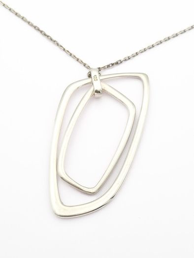 Geometric 925 Silver Pendant On Sterling Italian Chain