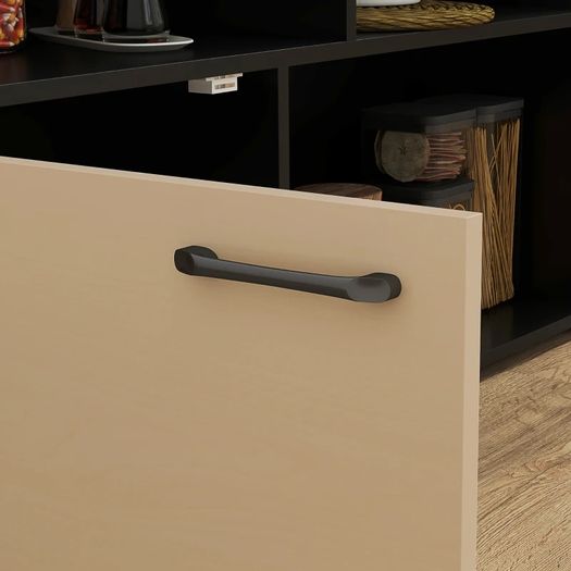 3-pc. Bar set, Bar table with foldable tabletop, 2 bar stools, 6 storage compartments, black+oak, 116 x 70 x 89.5 cm