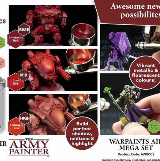 The Army Painter Warpaints Air Mega Set, 60 Warpaints (9 Metallics 1 Fluo) Acrylic Paint Non Toxic Water Based Airbrush Paint Acrylic Paint Set
