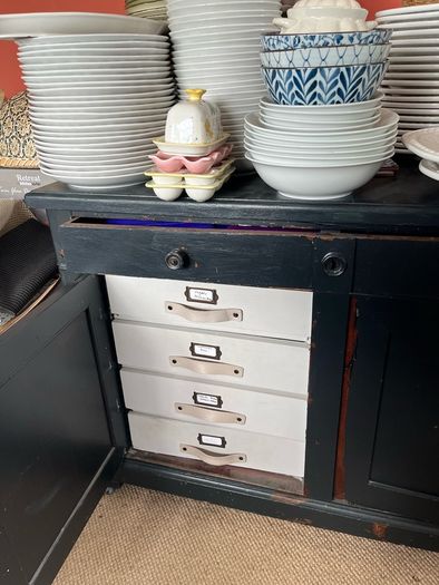 Old Belgian cupboard with 8 inside drawers