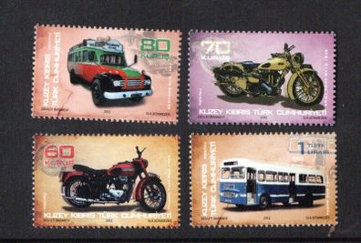 2012 Cyprus Old Buses and Motorcycles Commemorative Stamps Mint Never Hinged (MNH)