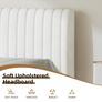 Single Bed Frame, 90 x 190 cm, Upholstered Bed with Velvet Headboard, Adjustable Height, Wooden Slat Support, No Box Spring Needed, White Image 9