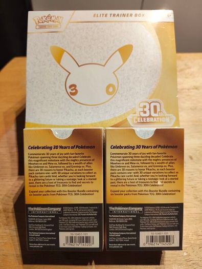 Pokemon Tcg 30th anniversary elite trainer box plus X2 booster bundles