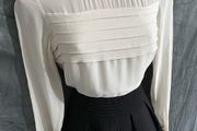 NWT Karen Millen Pintuck Detail Contrast A-Line Dress in Black/Cream