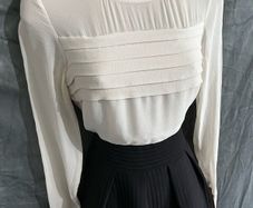 NWT Karen Millen Pintuck Detail Contrast A-Line Dress in Black/Cream