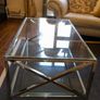Modern Glass Coffee Table with Chrome Frame Image 2