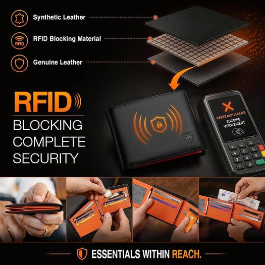 RFID Blocking Men's Genuine Leather Wallet