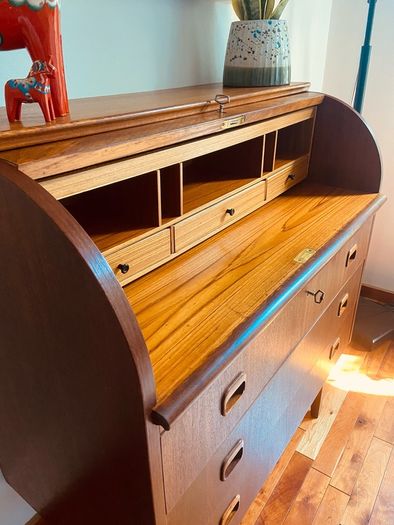 Swedish Egon Ostergaard Roll top teak bureau mid Century