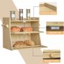Brand New Natural Bamboo 2-Tier Bread Box Food-Safe Easy-Clean Visual Window Image 5