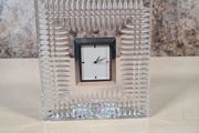 Waterford Crystal glass Desk table mantle clock square rectangle Lismore diamond pattern