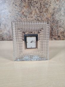 Waterford Crystal glass Desk table mantle clock square rectangle Lismore diamond pattern