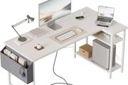 Small L Shaped Desk with Power Outlets,120x70 cm