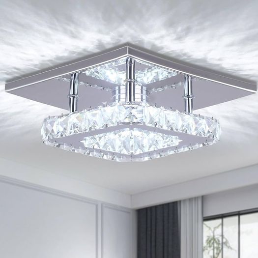 NEW SALE | Mini Crystal Chandelier Mount Crystal Ceiling Light Finish Chrome Crystal Pendant for Living Room Kitchen Office Bedroom Dining Room Island