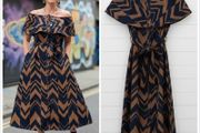 Real form london linen mix abstract arty dress chic Jessie Buckley