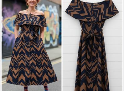 Real form london linen mix abstract arty dress chic Jessie Buckley