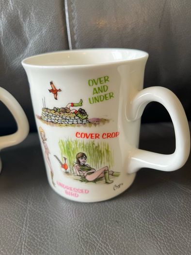 A Pair of Brand New Funny Bryn Parry China Mugs