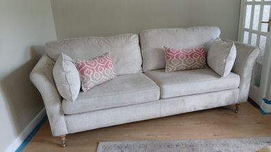 Beautiful Cream Fabric 3-Seater Sofa