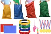 Sports Day Kit, 36 Pieces Outdoor Games Set, Sack Race, Egg and Spoon, 3 Legged Race, Ring Toss Game, Medal and Whistles, Backyard Game Birthday Party Games Kit for Kids and Family
