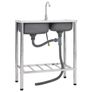 Camping Sink Double Basins with Tap Stainless Steel Image 2