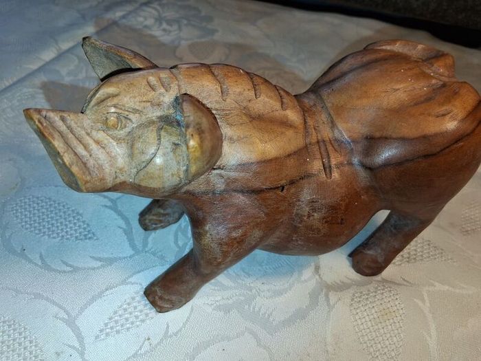 Hardwood Handcarved Pig