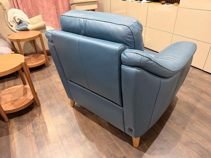 Blue Leather Power Recliner