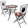 3 Piece Bistro Set Ceramic Tile Terracotta and White Image 5