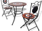 3 Piece Bistro Set Ceramic Tile Terracotta and White