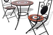 3 Piece Bistro Set Ceramic Tile Terracotta and White