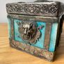 Vintage Chinese Stone Agate? Box with Ornamental Lion Head Dragon Phoenix Butterfly Image 5