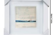 Grey Day, Poolbeg &amp; Dublin Bay, Dublin, small framed print by artist Helen Mathews
