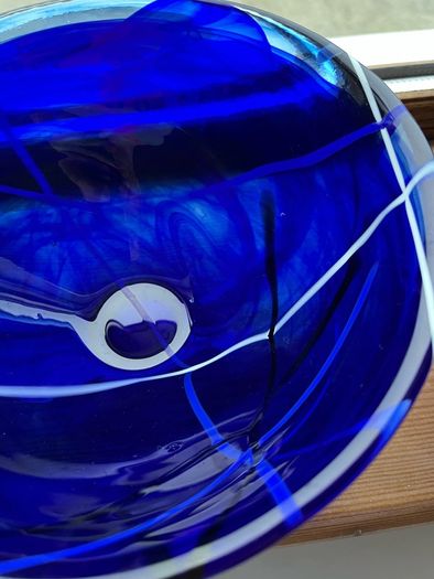 Pair of Kosta Boda Swedish blue glass bowls