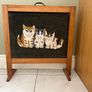 Cats needlepoint firescreen with mahogany surround Image 5