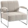 Living Room Armchair Bedroom Chair Thick Padding in Chenille Beige Image 5
