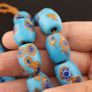 Vintage Blue Millefiori Glass Beads Strand Necklace 22 inches Long Image 3