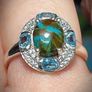 Sterling silver 925 ring with Sierra Nevada Turquoise, Swiss Blue Topaz and Natural Zircon (Sz:S) Image 5
